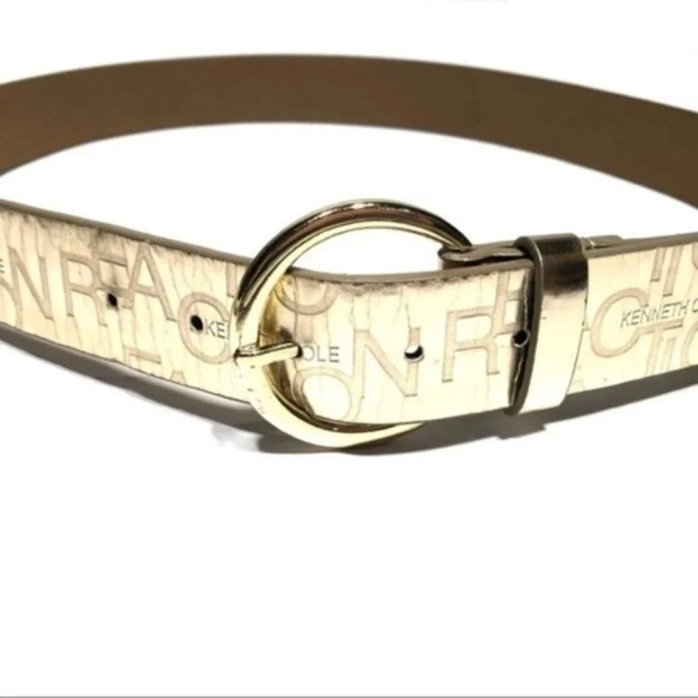 Kenneth Cole Reaction Embossed mirror gold Belt